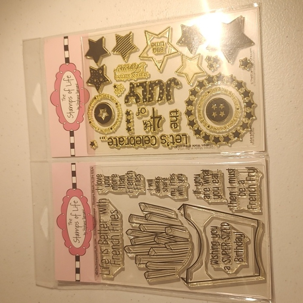 The Stamps Of Life 2 Sets - French Fries 2 Stamp & Stars 4 You   Made In The USA